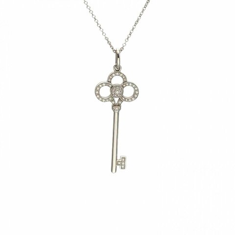TIFFANY&CO TiffanyKeys皇冠钥匙项链中号3.8cm半钻18K白金/钻石