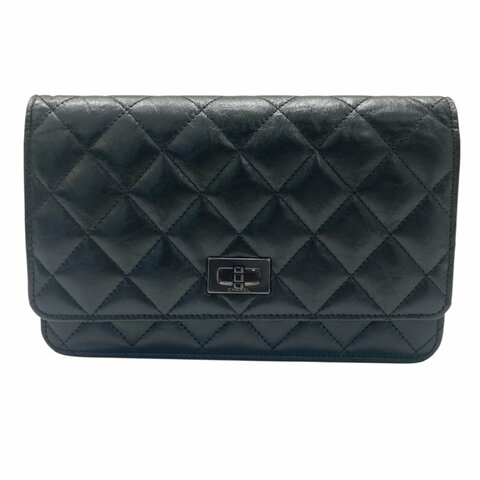 CHANEL 香奈兒 2.55WOC 黑色 皮革 黑釦
