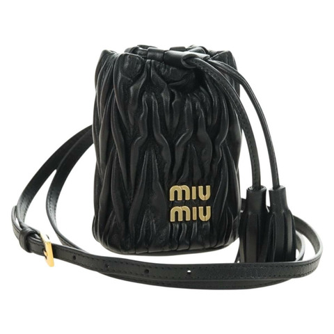 Miu Miu Matelasse 黑色金色皮革單肩包，正品編號 182887M