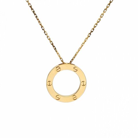 CARTIER 18K黄金LOVE18K玫瑰金大圆饼项链