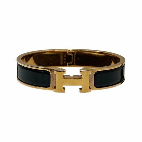 HERMES 愛馬仕 H700001F 01 CLIC H BRACELET 鍍金手鐲 琺瑯 黑金