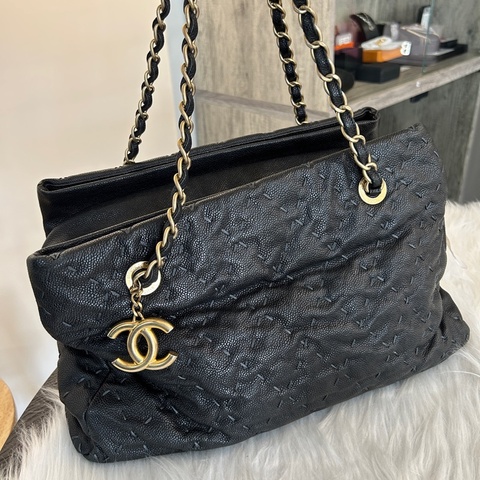 Chanel 黑金 大號 肩背包 附原防塵袋