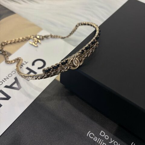 CHANEL 格紋雙C造型項鍊