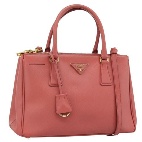 PRADA Galleria 手提包，Saffiano 皮革，兩用，粉金配色，正品，貨號 183648V
