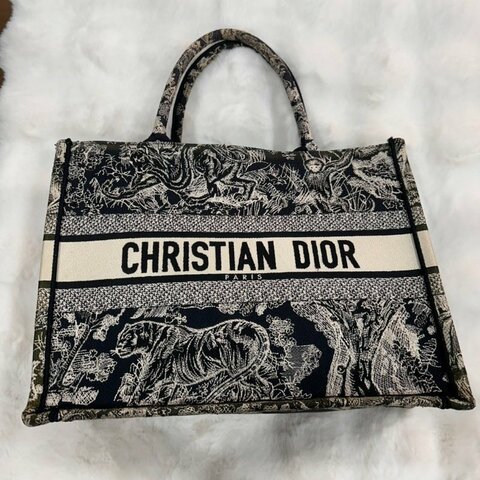 Dior 經典BOOK TOTE系列動物主題圖案 刺繡帆布手提托特包