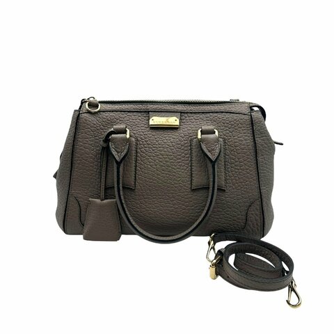 【美收精品】BURBERRY  灰色粒面皮革手提包 C-593【隔月月中將轉賣至日本 上架期限30天】