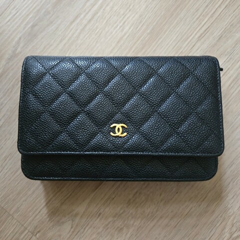 Chanel 經典款 荔枝皮 WOC 黑金牛