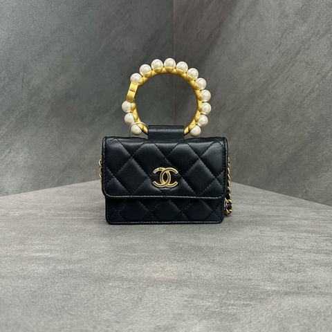 CHANEL香奈兒 mini 珍珠手柄晚宴包 鏈條斜挎包
