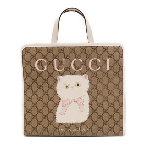 GUCCI 塗層帆布Children's Cat Print Tote Bag手挽袋
