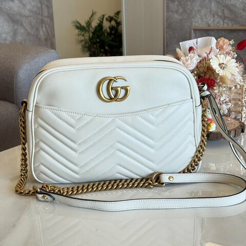 *SHIHNA名牌精品* Gucci Marmont 白色馬夢相機包
