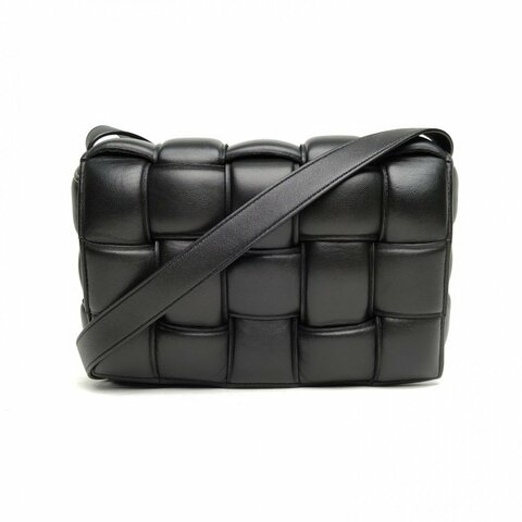 BOTTEGA VENETA CassettePadded加襯中號黑色羊皮肩背包