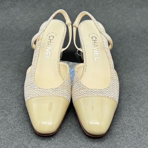Chanel 香奈兒 經典款粗花呢拼皮36.5碼 已貼底
