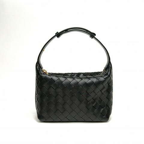 BOTTEGA VENETA Intrecciatowallace編織飯盒包黑色羊皮肩背包