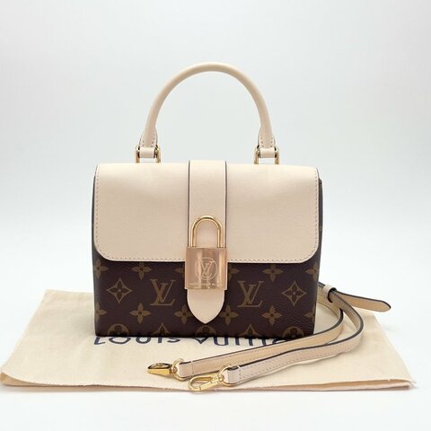 LV/路易威登老花拼白金扣locky bb鎖頭包