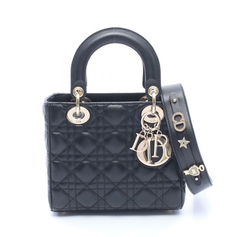Dior LADY DIOR MY ABCDIOR Lady Christian Dior 小號 2WAY 手提包 黑色皮革 二手 女士