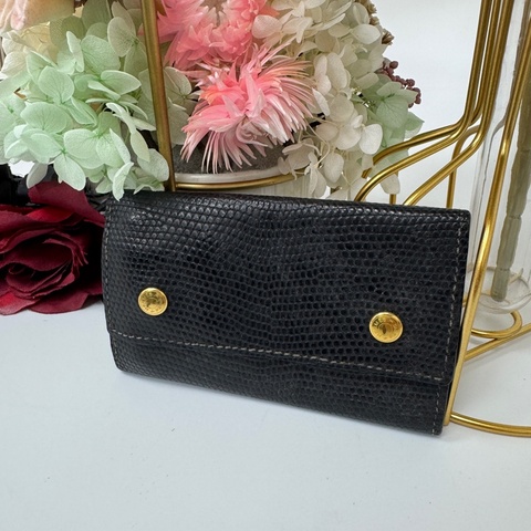 【赫蒂國際精品】 Hermès黑蜥蜴皮鑰匙包 Vintage 中古 二手