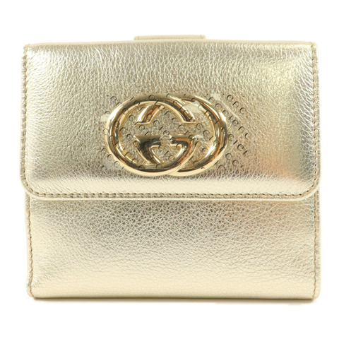 GUCCI 牛皮皮革Interlocking G W Hook Wallet錢包