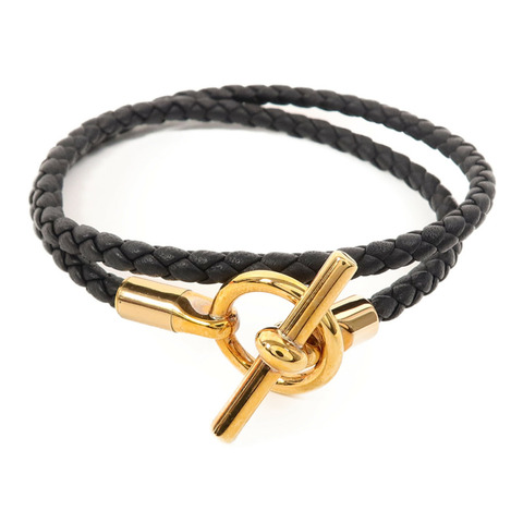 HERMES Swift皮革Glenan Double Tour Bracelet手帶Noir