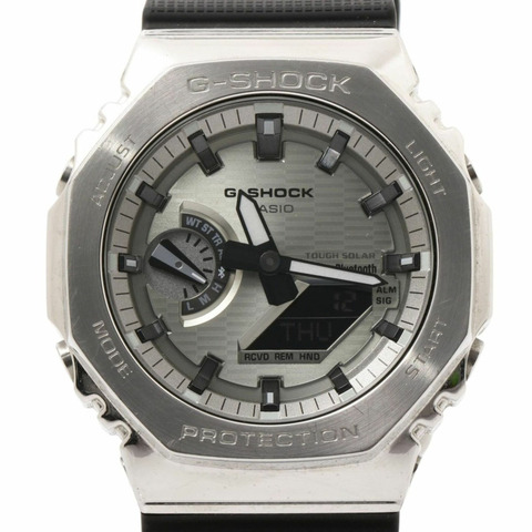 卡西歐 G-SHOCK 2100 系列 GBM-2100A-8BJF 銀黑色不鏽鋼 x 樹脂男士太陽能手錶
