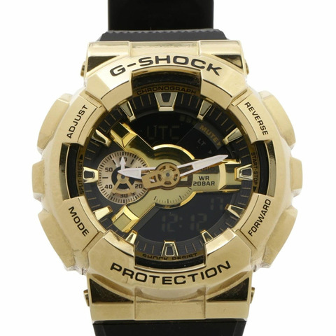 卡西歐 G-SHOCK 金屬錶殼 110 系列 GM-110G-1A9JF 金色黑色不鏽鋼 x 樹脂男士指針/數位雙顯手錶