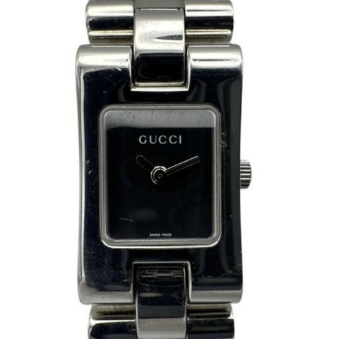 GUCCI Gucci 2305L 黑色銀色不鏽鋼女士腕錶