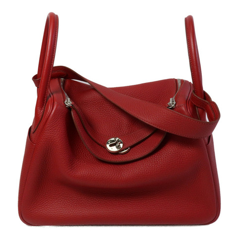 HERMES Clemence皮革Lindy 30手挽肩背兩用袋Rouge Garance
