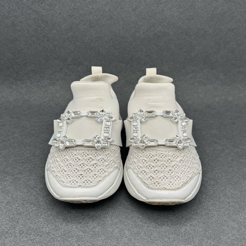 Roger Vivier Viv' Run rv 白色鑽扣休閒鞋 網面休閒鞋 37碼 成色不錯