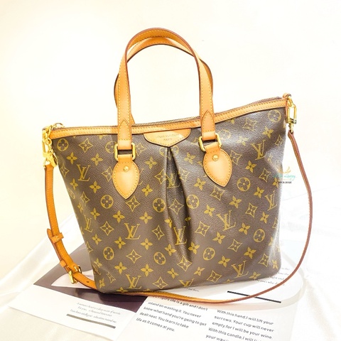 LV M40145 Palermo PM 字紋 老花 皺摺 兩用 肩背包 托特包 水餃包 抓皺包 手提包