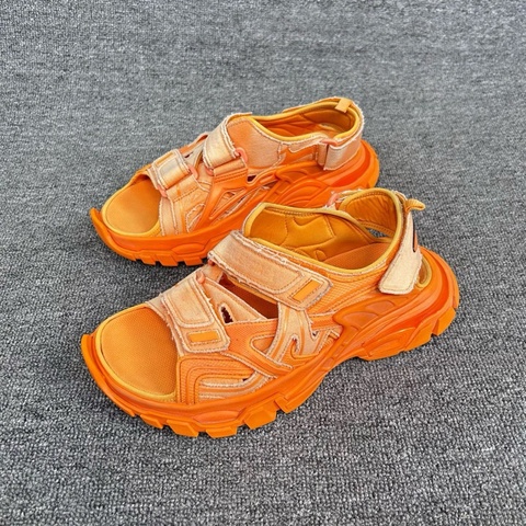 Balenciaga巴黎世家 Track 2.0 魔術貼牛仔 簡約休閒 沙灘涼鞋 暴力橙紅色 Sample配色/40碼 /98新
