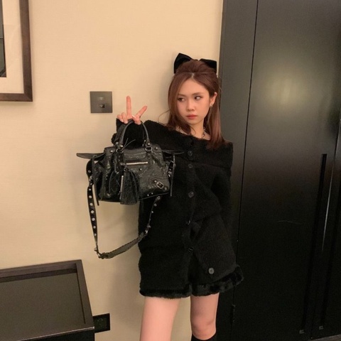BALENCIAGA 黑銀 mini子母手提肩背機車包 24*14.5*9  9新 配件塵袋 鏡子
