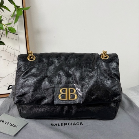 Balenciaga巴黎世家 monaco BB黑金 油蠟皮 小號 鏈條包 尺寸 28*18