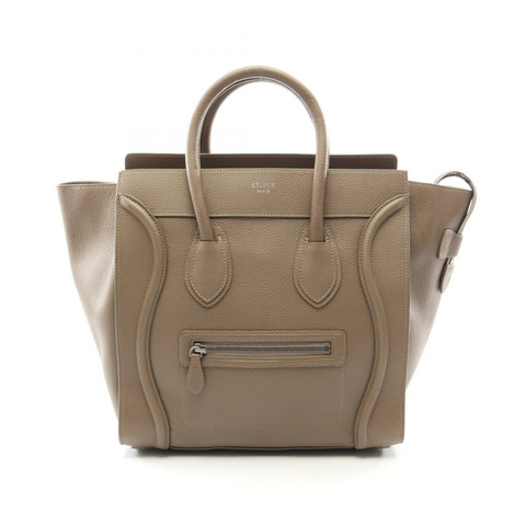 CELINE Luggage迷你購物手提包，米色皮革，二手女款