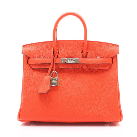火橘色 Togo牛皮 Birkin 25 柏金包 手提包 K刻 銀扣【HERMES 愛馬仕】 H041344