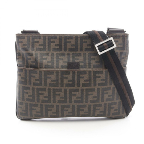 FENDI Zucca 斜背單肩包，PVC塗層帆布皮革，棕色，二手，男女通用
