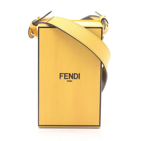 FENDI Box 斜背包單肩包 7VA519 皮革 黃色 二手 男女通用