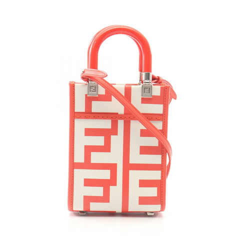 FENDI Sunshine Shopper Mini 2WAY 單肩手提包 8BS051 皮革 紅白 二手