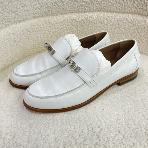 Hermes愛馬仕 Destin Kelly樂福鞋白色銀扣 38碼