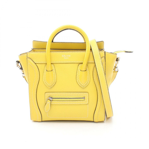 CELINE Luggage Nano Shopper 2WAY 手提包 168243 皮革 黃色 二手 女士