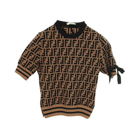 FENDI Zucca 針織衫 FZY558 A1DS 人造絲棕黑色 #38 二手女款