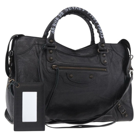 BALENCIAGA The City Graffiti 手提包，皮革材質，黑色，兩用，貨號 115748，正品 yk20465SAM