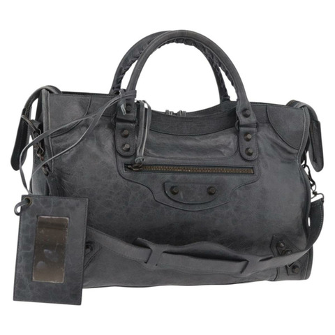 BALENCIAGA The City 手提包 皮革 2way 灰色 115748 Auth yk20480SAM