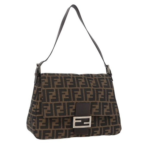 FENDI Zucca帆布Mamma Baguette單肩包 黑色 棕色 銀色 正品 am11783V