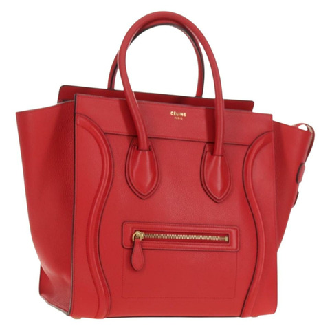 CELINE Luggage Mini Shopper 手提包 皮革 紅色 金色 正品 ep14631M