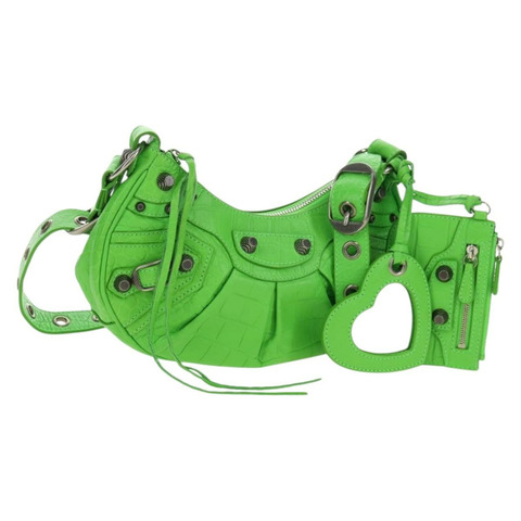 BALENCIAGA LE CAGOLE XS 手提包，綠色皮革，貨號 671309，正品編號 183647SAM