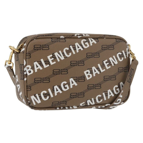 BALENCIAGA 經典單背包 PVC 米色 金色 702701 正品 183057M
