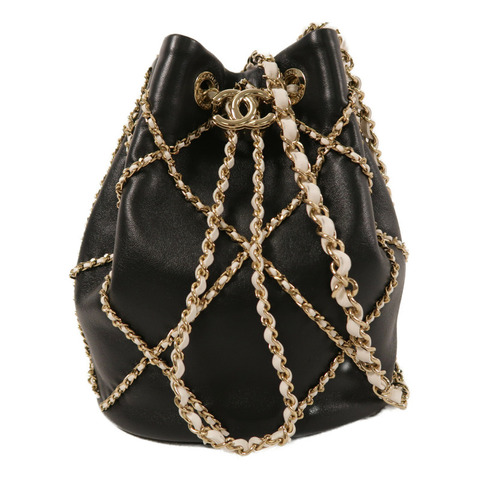 CHANEL 羊皮皮革Drawstring Bag鏈帶肩背袋