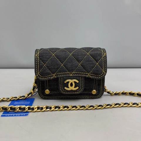 Chanel香奈兒牛仔丹寧mini鏈條包 芯片