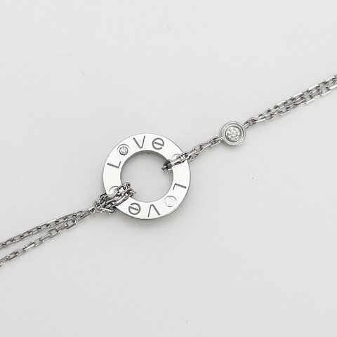 CARTIER/卡地亞LOVE系列18K白金鑲2顆鑽圓餅手鍊