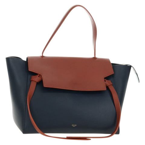 CELINE 腰包 手提包 皮革 海軍藍 金色 正品 182925M