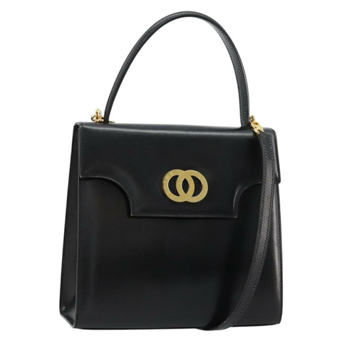 CELINE 手提包 皮革 2way 黑色 金色 Auth 183194SAV